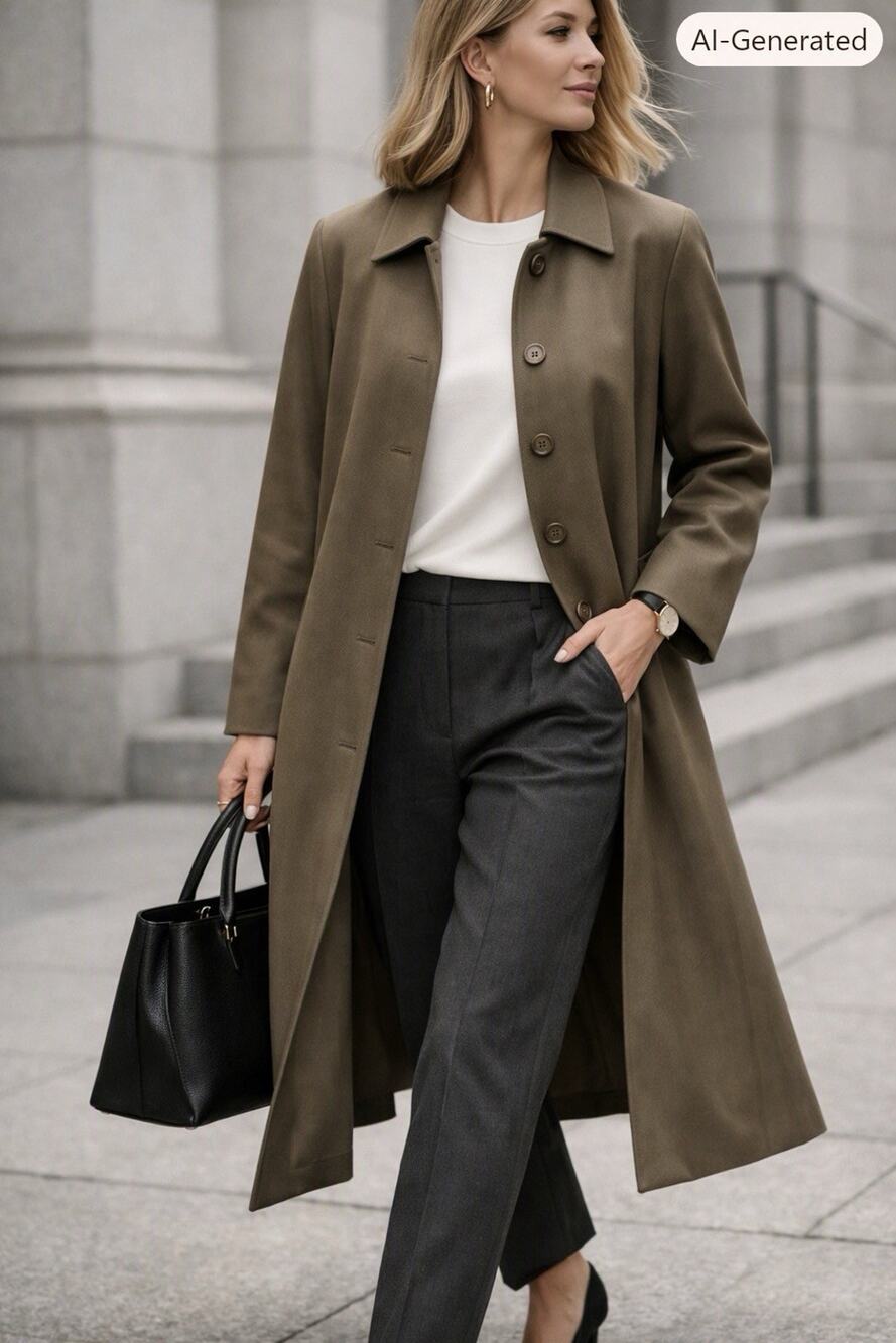 VTG 80s J.Crew Long Overcoat 100% Wool — Size 10 Brown Neutral Fall Preppy USA
